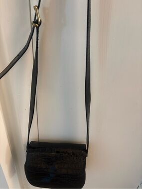 Furla Small Black Leather Crossbody Purse Pre Owned
